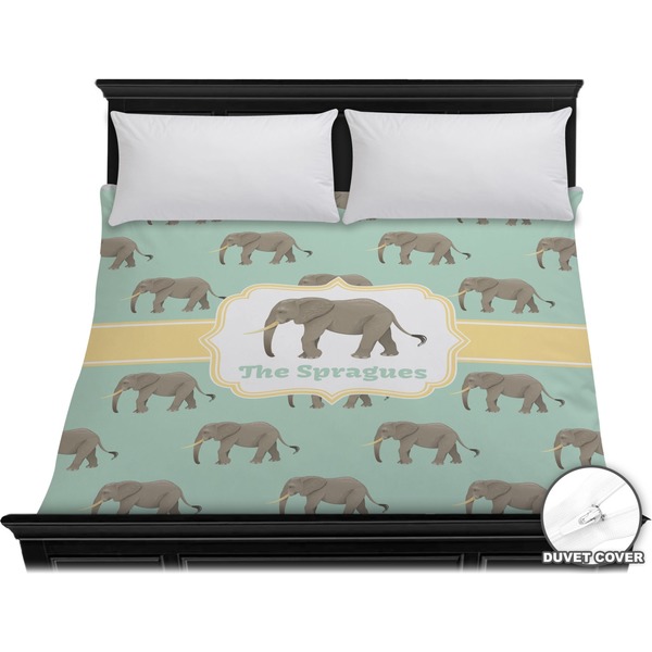 Custom Elephant Duvet Cover - King (Personalized)