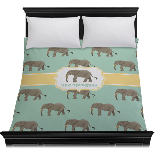 Elephant Duvet Cover - Queen - On Bed - No Prop