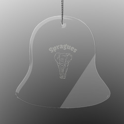 Elephant Engraved Glass Ornament - Bell (Personalized)