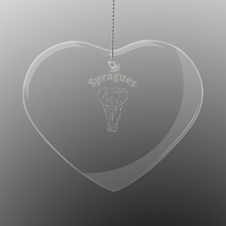 Elephant Engraved Glass Ornament - Heart (Personalized)