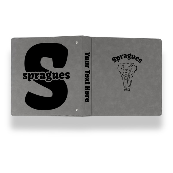 Elephant Leather Binder - 1" - Grey - Back Spine Front View