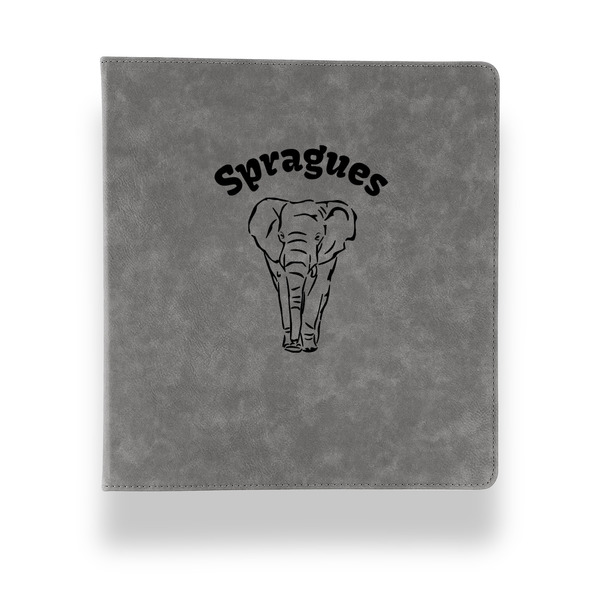 Custom Elephant Leather Binder - 1" - Grey (Personalized)