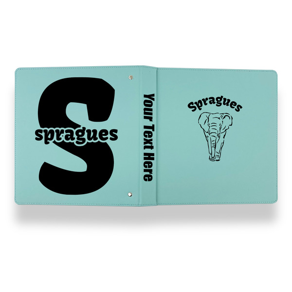 Elephant Leather Binder - 1" - Teal - Back Spine Front View