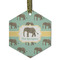 Elephant Frosted Glass Ornament - Hexagon