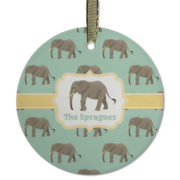 Elephant Frosted Glass Ornament - Round