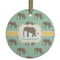 Elephant Flat Glass Ornament - Round w/ Name or Text