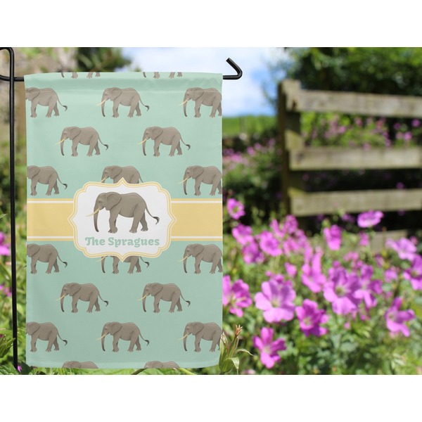Elephant Garden Flag - Outside In Flowers