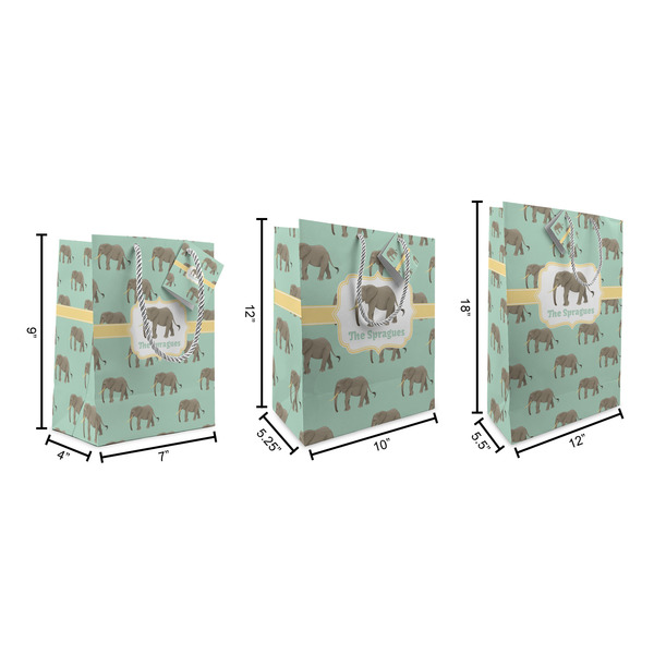 Elephant Gift Bags - All Sizes - Dimensions