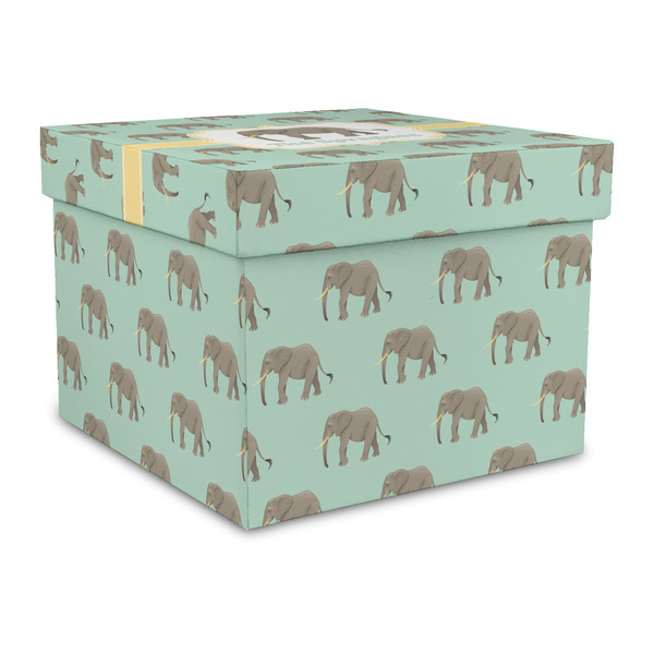 Custom Elephant Gift Box with Lid - Canvas Wrapped - Large (Personalized)