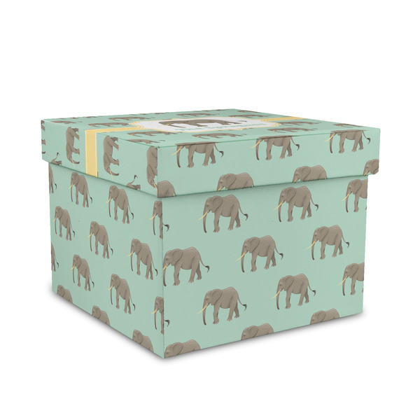 Custom Elephant Gift Box with Lid - Canvas Wrapped - Medium (Personalized)