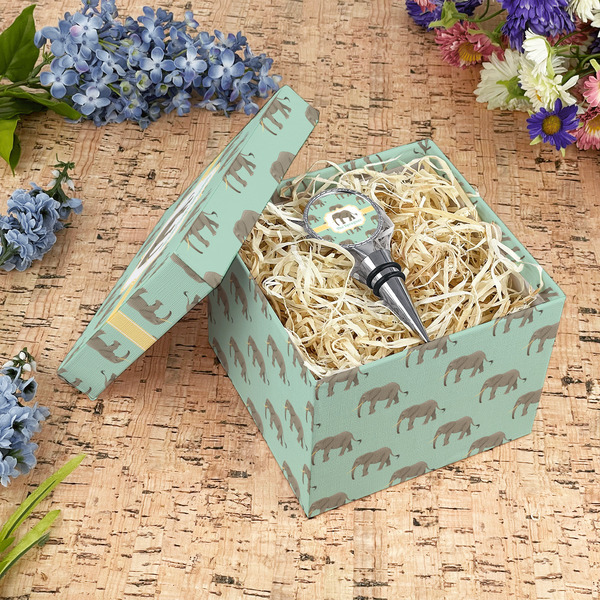 Elephant Gift Boxes with Lid - Canvas Wrapped - Medium - In Context