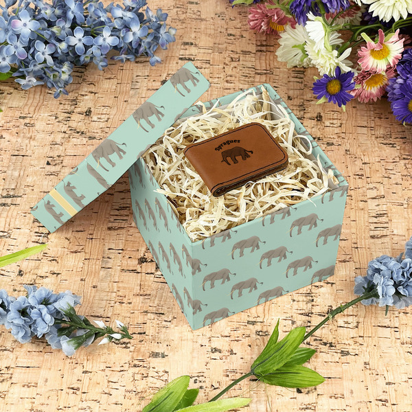 Elephant Gift Boxes with Lid - Canvas Wrapped - Small - In Context