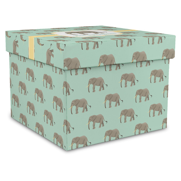 Custom Elephant Gift Box with Lid - Canvas Wrapped - X-Large (Personalized)