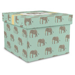 Elephant Gift Box with Lid - Canvas Wrapped - XX-Large (Personalized)
