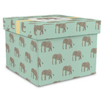 Elephant Gift Box with Lid - Canvas Wrapped - XX-Large (Personalized)