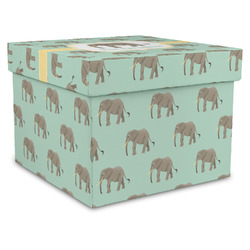 Elephant Gift Box with Lid - Canvas Wrapped - XX-Large (Personalized)