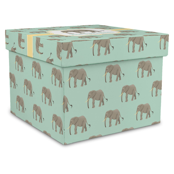 Custom Elephant Gift Box with Lid - Canvas Wrapped - XX-Large (Personalized)
