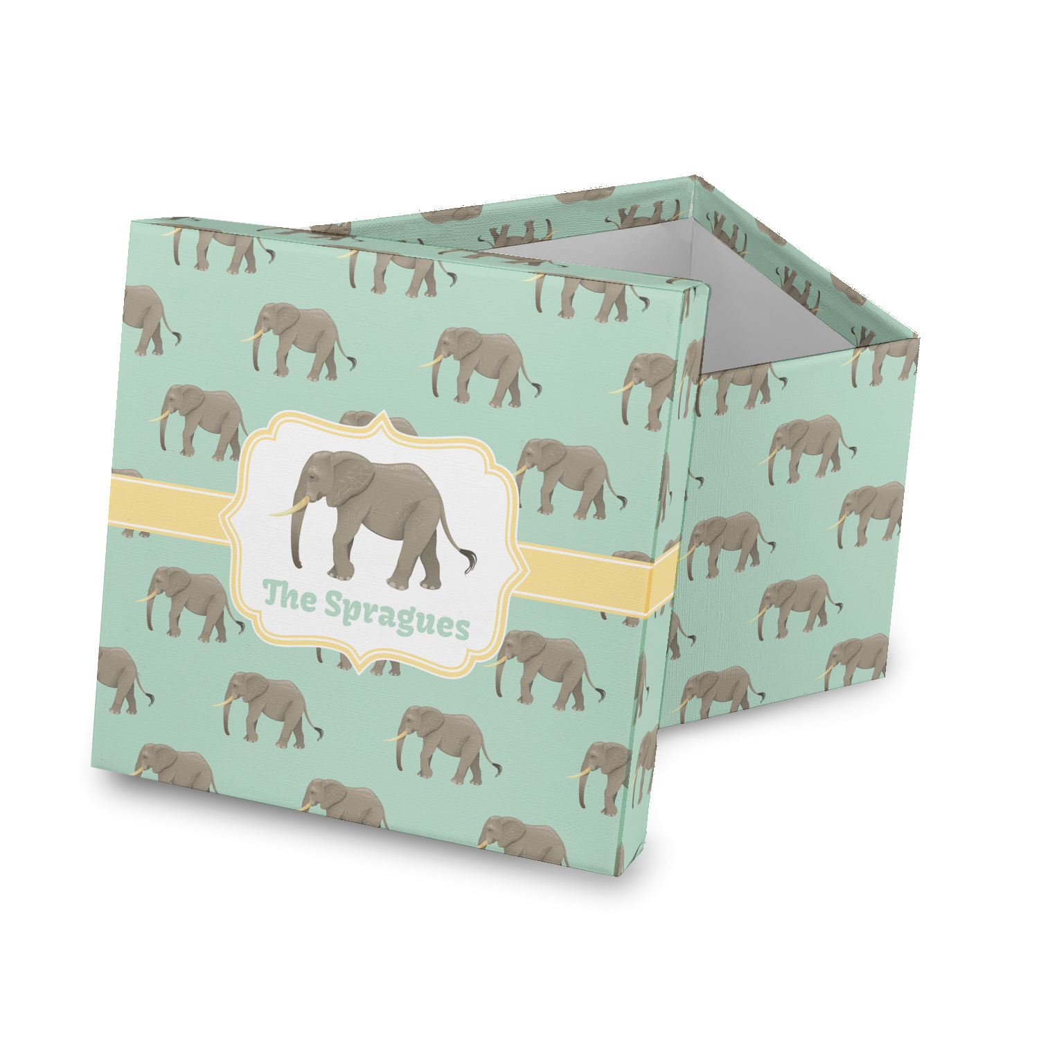 Custom Elephant Gift Box with Lid - Canvas Wrapped (Personalized