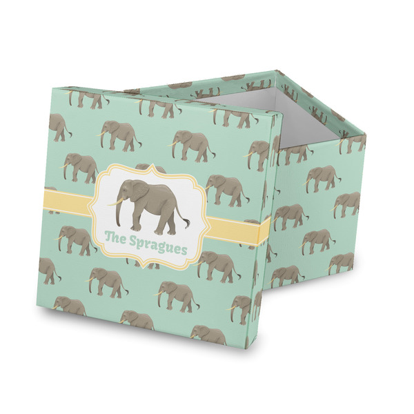 Custom Elephant Gift Box with Lid - Canvas Wrapped (Personalized)