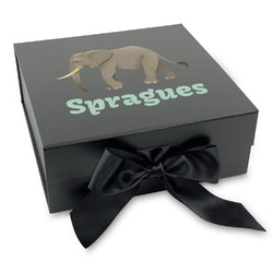 Elephant Gift Box with Magnetic Lid - Black (Personalized)