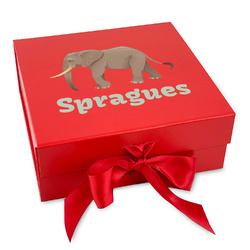 Elephant Gift Box with Magnetic Lid - Red (Personalized)