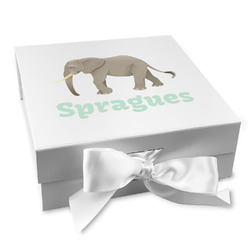 Elephant Gift Box with Magnetic Lid - White (Personalized)