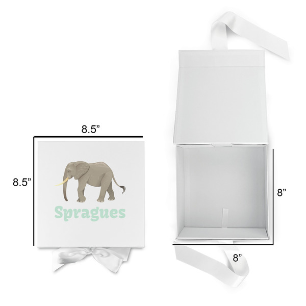 Elephant Gift Boxes with Magnetic Lid - White - Open & Closed