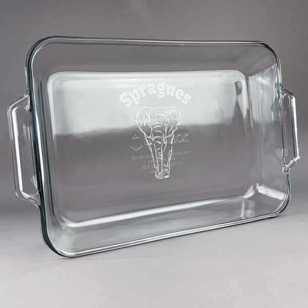 Custom Elephant Glass Baking Dish with Truefit Lid - 13in x 9in (Personalized)