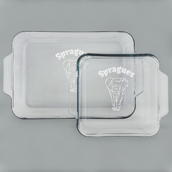 Elephant Set of Glass Baking & Cake Dish - 13in x 9in & 8in x 8in (Personalized)