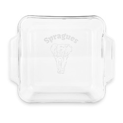 Elephant Glass Cake Dish with Truefit Lid - 8in x 8in (Personalized)