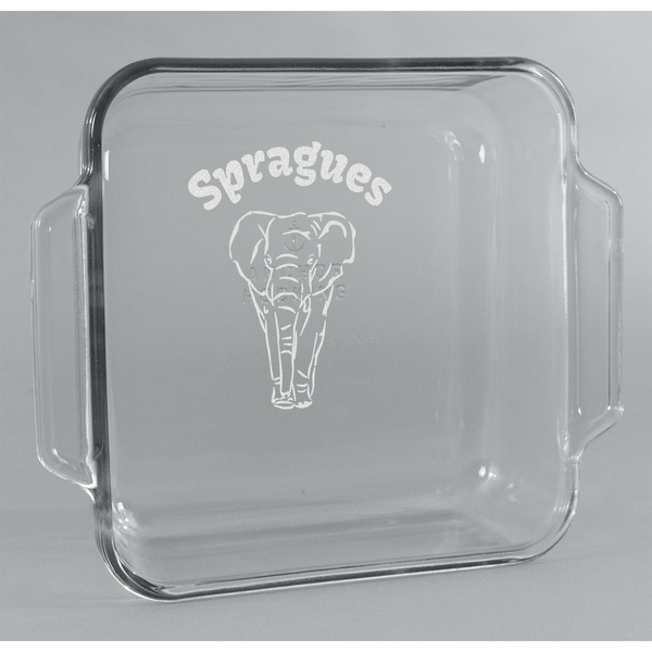 Custom Elephant Glass Cake Dish - 8in x 8in (Personalized)
