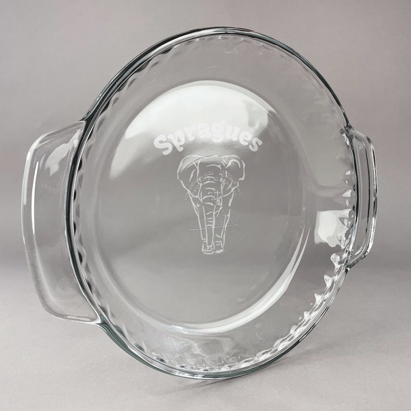 Custom Elephant Glass Pie Dish - 9.5in Round (Personalized)
