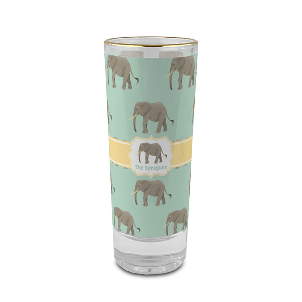 Custom Elephant 2 oz Shot Glass -  Glass with Gold Rim - Set of 4 (Personalized)