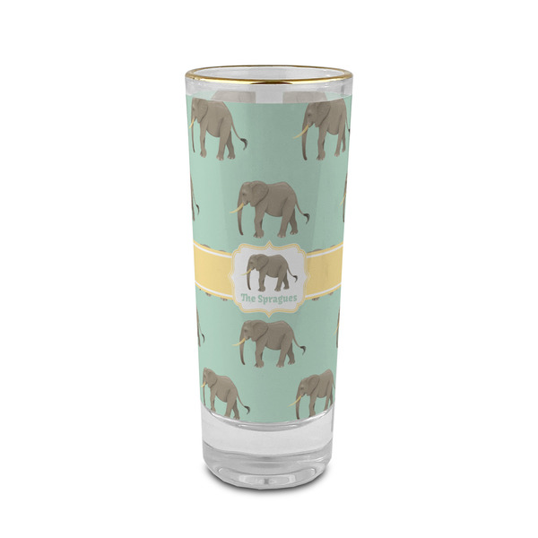 Custom Elephant 2 oz Shot Glass - Glass with Gold Rim (Personalized)