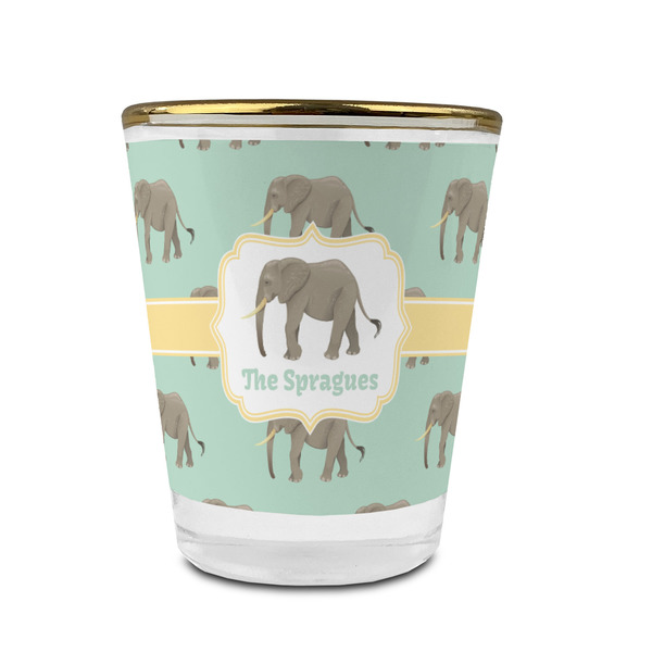 Elephant Glass Shot Glass - With gold rim - FRONT