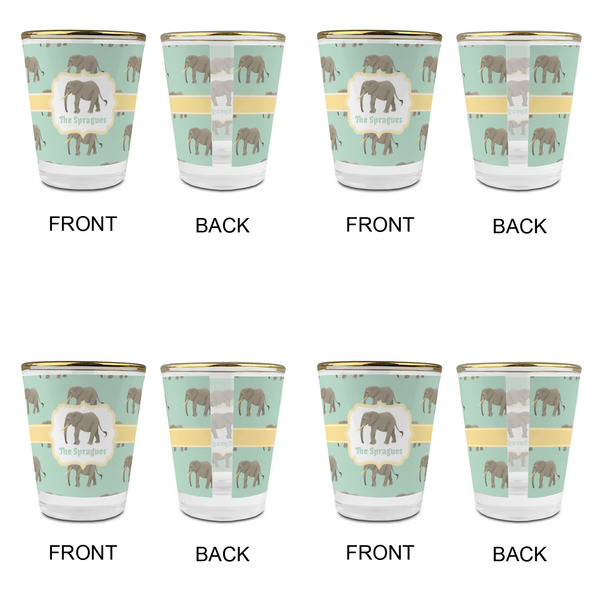 Elephant Glass Shot Glass - with gold rim - Set of 4 - APPROVAL