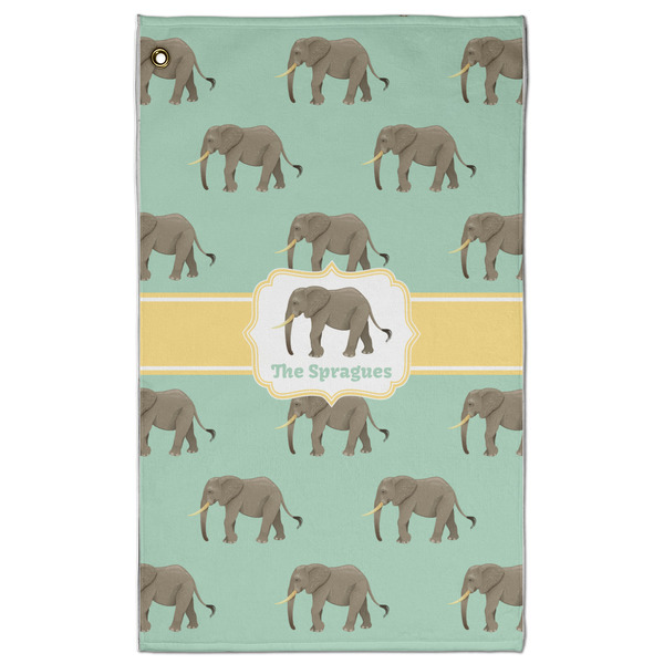 Custom Elephant Golf Towel - Poly-Cotton Blend - Large w/ Name or Text