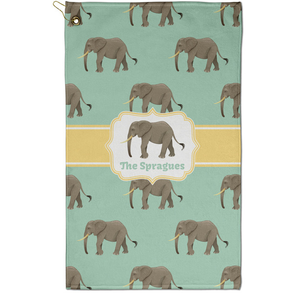 Custom Elephant Golf Towel - Poly-Cotton Blend - Small w/ Name or Text