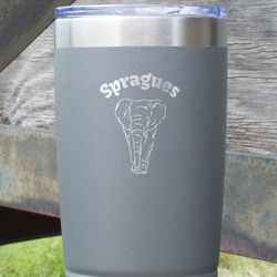 Elephant 20 oz Stainless Steel Tumbler - Grey - Double Sided (Personalized)