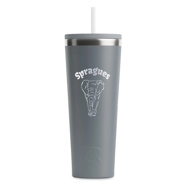 Custom Elephant RTIC Everyday Tumbler with Straw - 28oz - Grey - Single-Sided (Personalized)