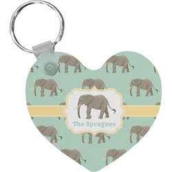 Elephant Heart Plastic Keychain w/ Name or Text