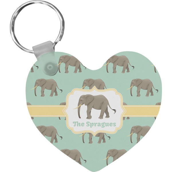 Custom Elephant Heart Plastic Keychain w/ Name or Text