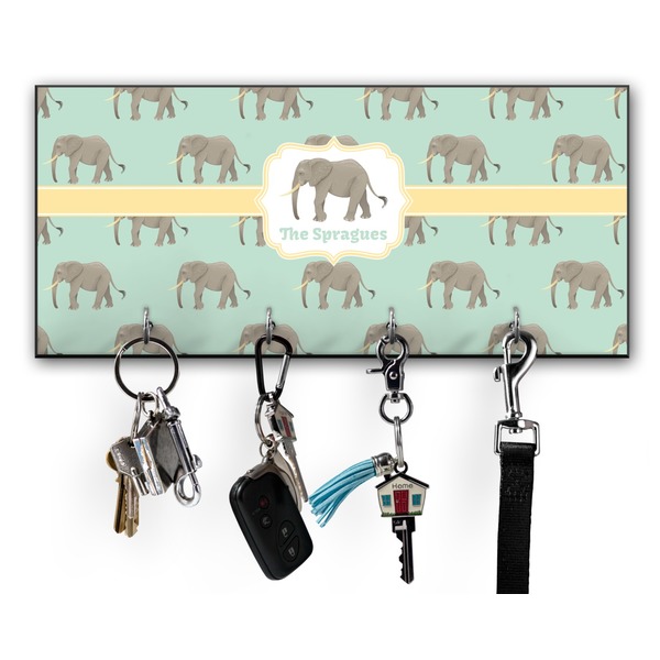 Custom Elephant Key Hanger w/ 4 Hooks w/ Graphics and Text