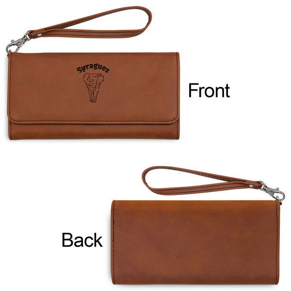 Elephant Ladies Wallets - Faux Leather - Rawhide - Front & Back View