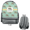 Elephant Large Backpack - Gray - Front & Back View