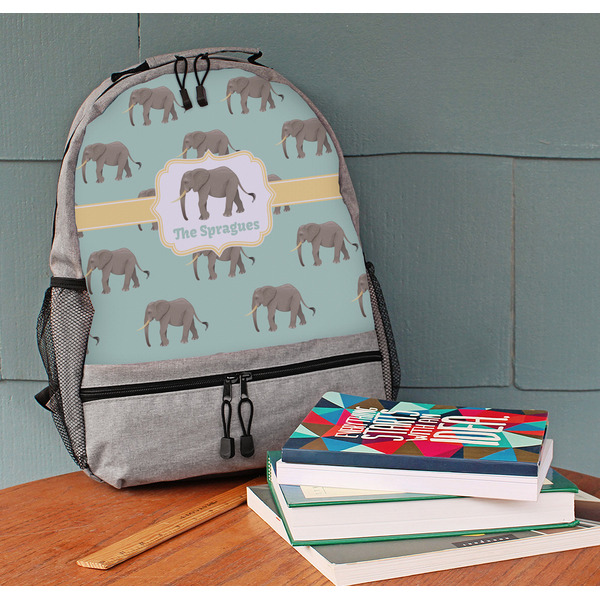 Elephant Large Backpack - Gray - On Desk