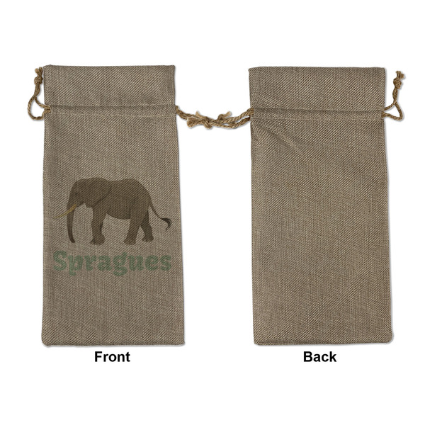 Elephant Large Burlap Gift Bags - Front Approval