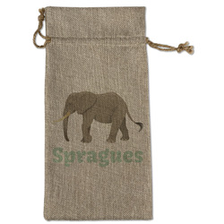 Elephant Large Burlap Gift Bag - Front (Personalized)