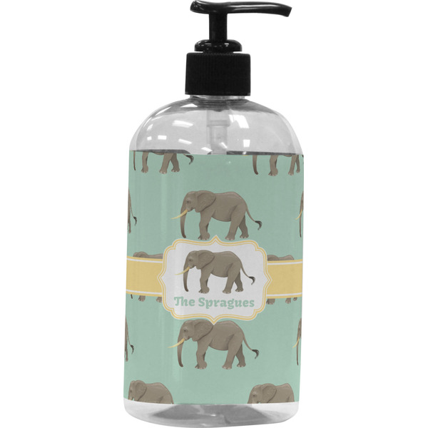 Custom Elephant Plastic Soap / Lotion Dispenser (16 oz - Large - Black) (Personalized)