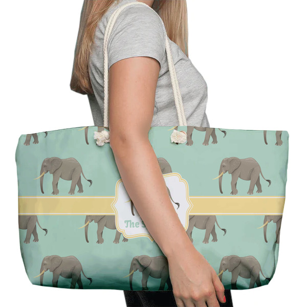 Elephant Large Rope Tote Bag - In Context View